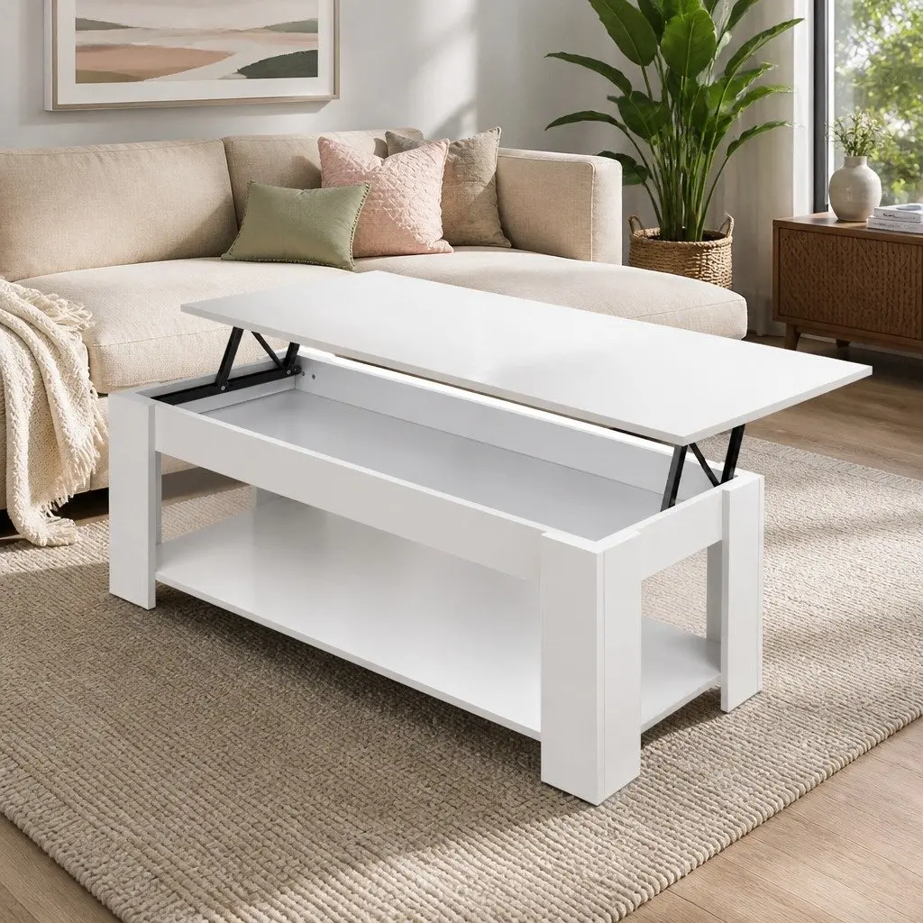 Lift-Top Coffee Table White Space-Saving Modern Living Room Furniture Particle Board 98 x 50 x 42cm