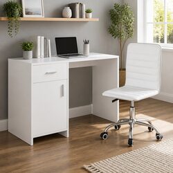 White Computer Desk and Office Chair Set 100cm