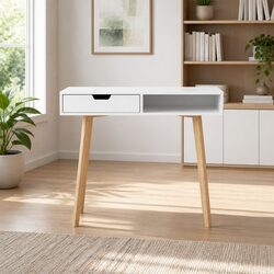 Elegant Computer Desk with Drawer and Shelf Storage