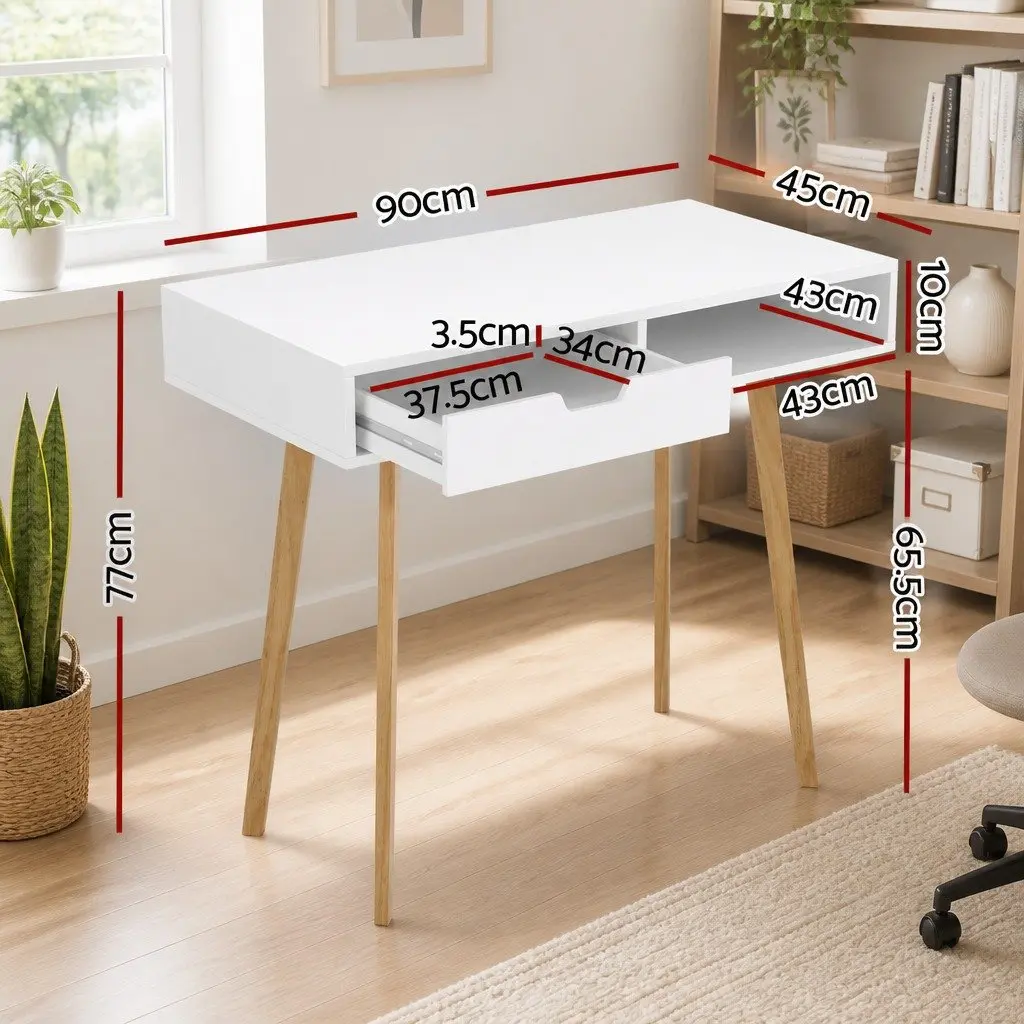 Computer Desk with Drawer and Shelf Storage