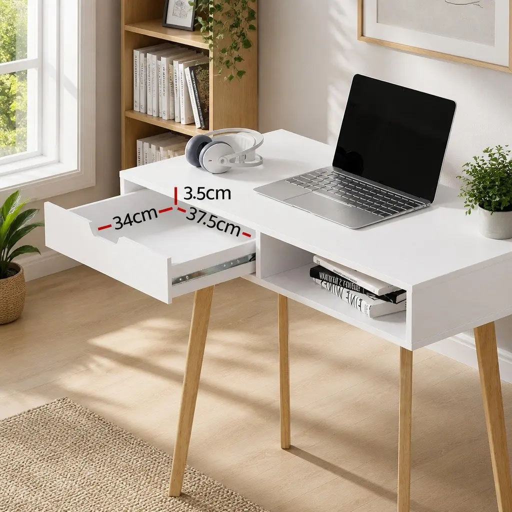 Computer Desk with Drawer and Shelf Storage
