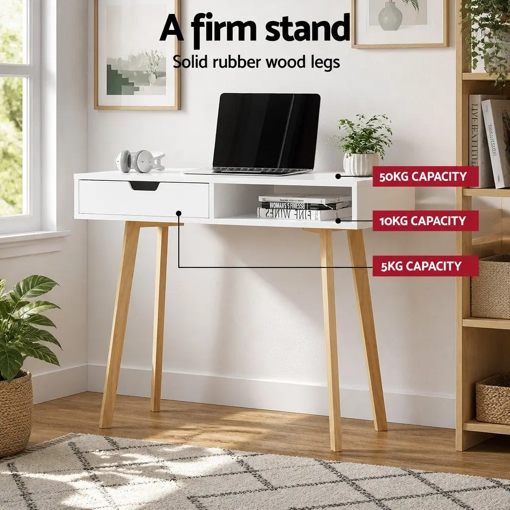 Computer Desk with Drawer and Shelf Storage