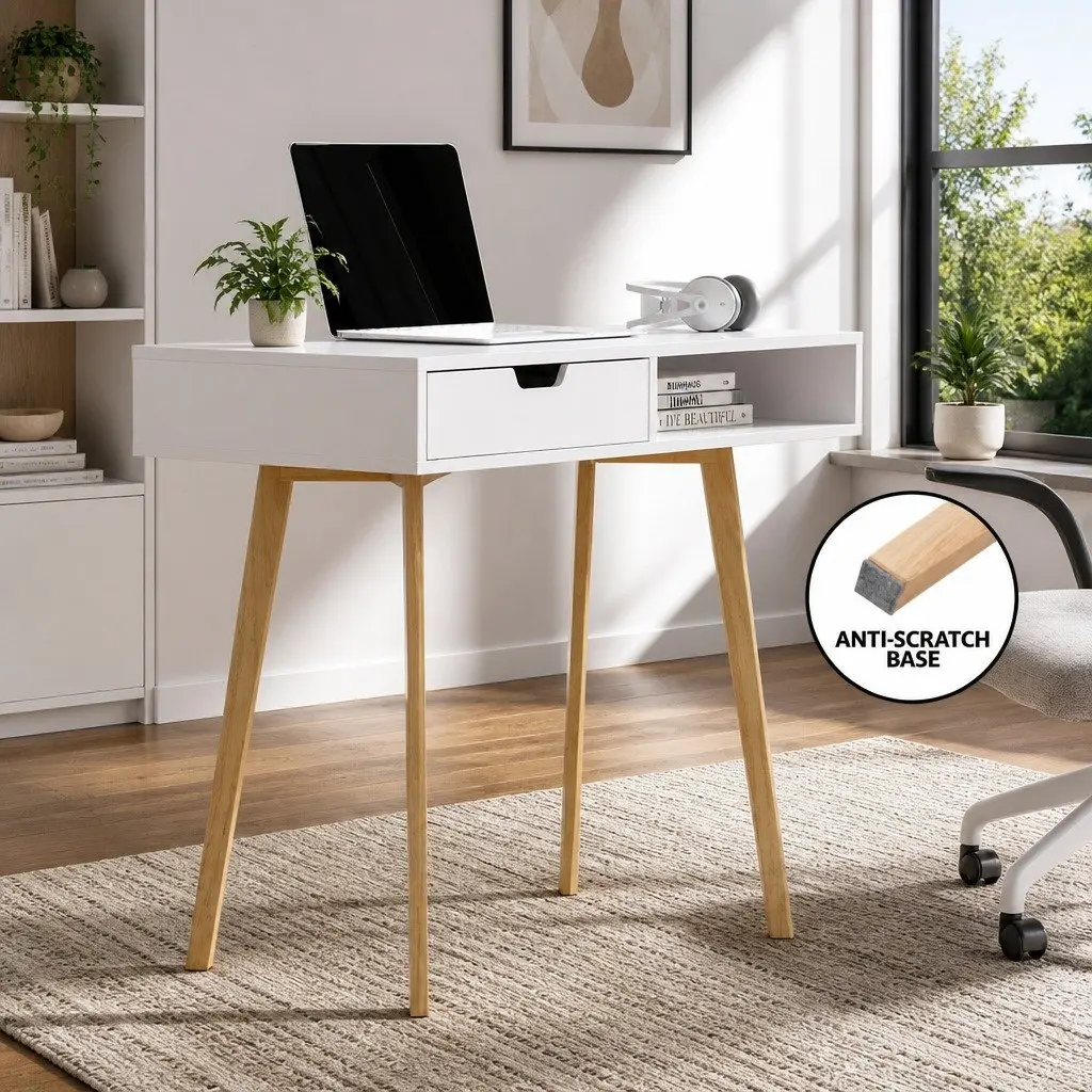 Computer Desk with Drawer and Shelf Storage
