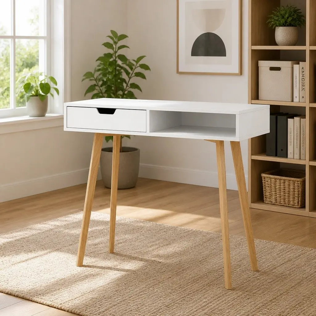 Computer Desk with Drawer and Shelf Storage