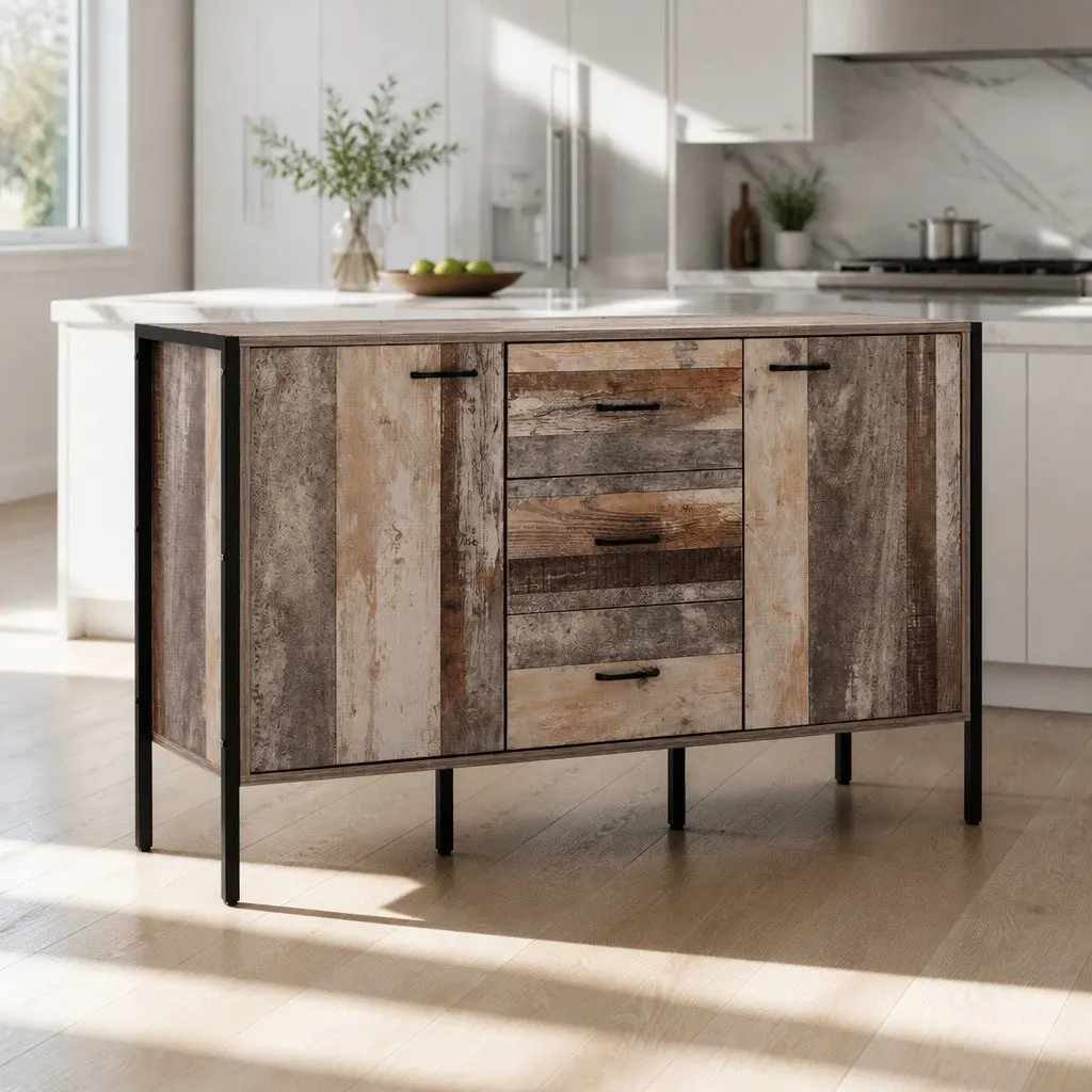 Dark Grey Wooden Sideboard Buffet for Dining Rooms