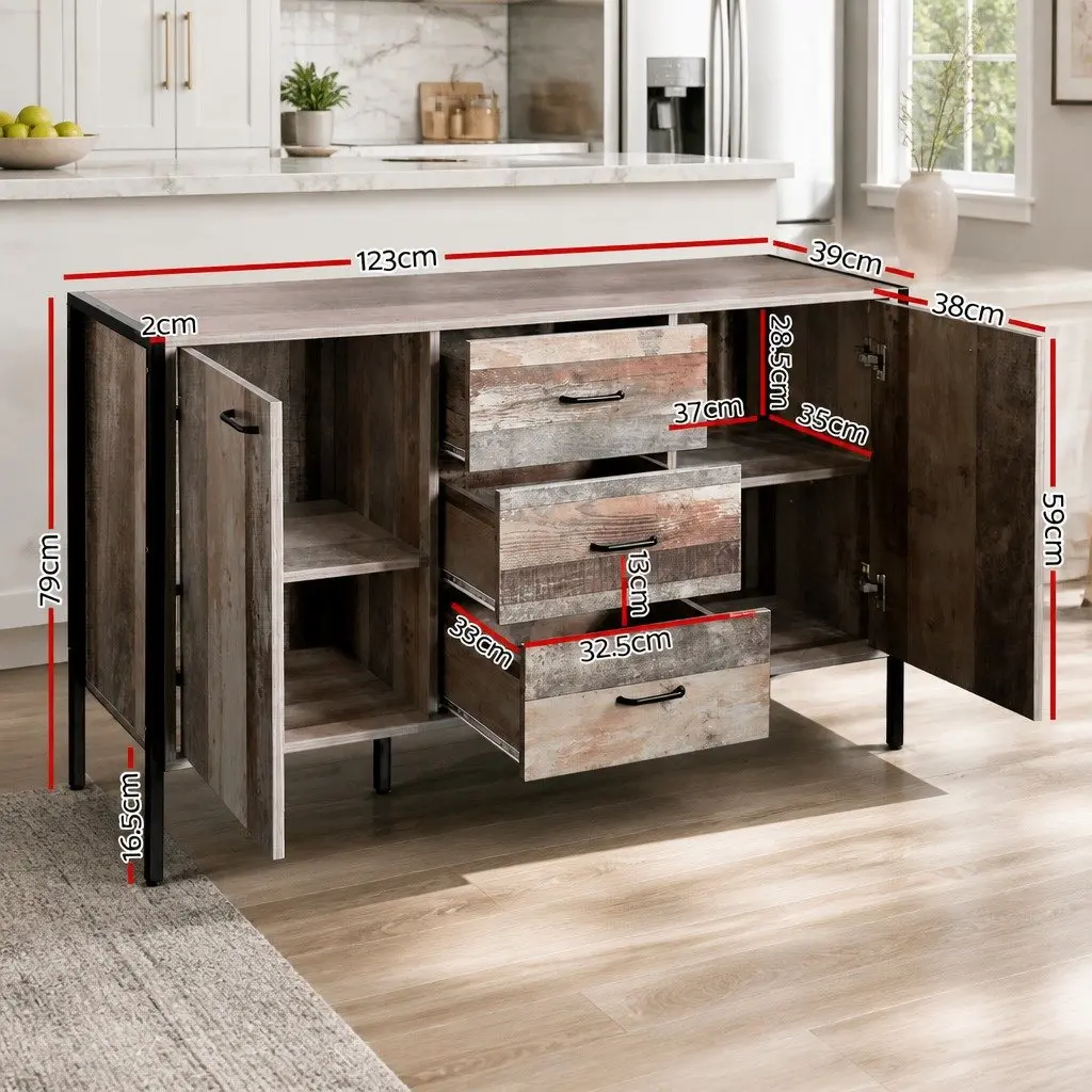 Dark Grey Wooden Sideboard Buffet for Dining Rooms