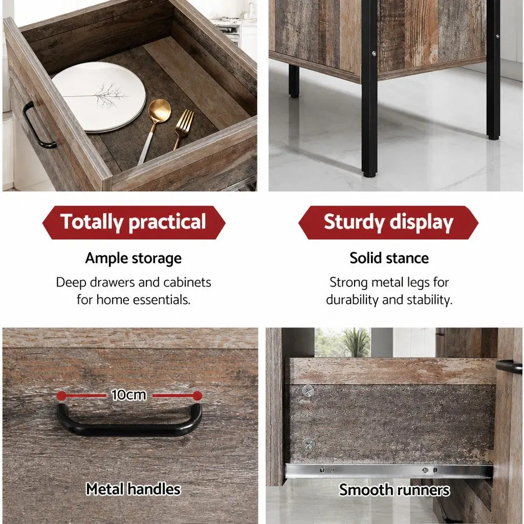 Dark Grey Wooden Sideboard Buffet for Dining Rooms