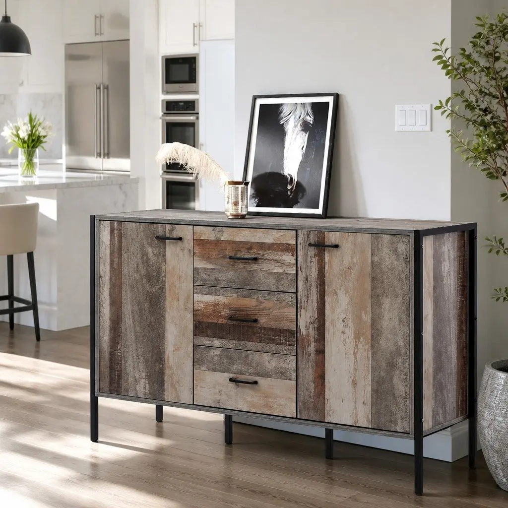 Dark Grey Wooden Sideboard Buffet for Dining Rooms