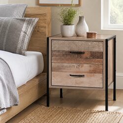 Charming Black and Dark Oak Bedside Table with 2 Drawers