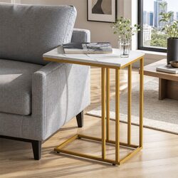 Marble Effect Side Table with Industrial Metal Frame
