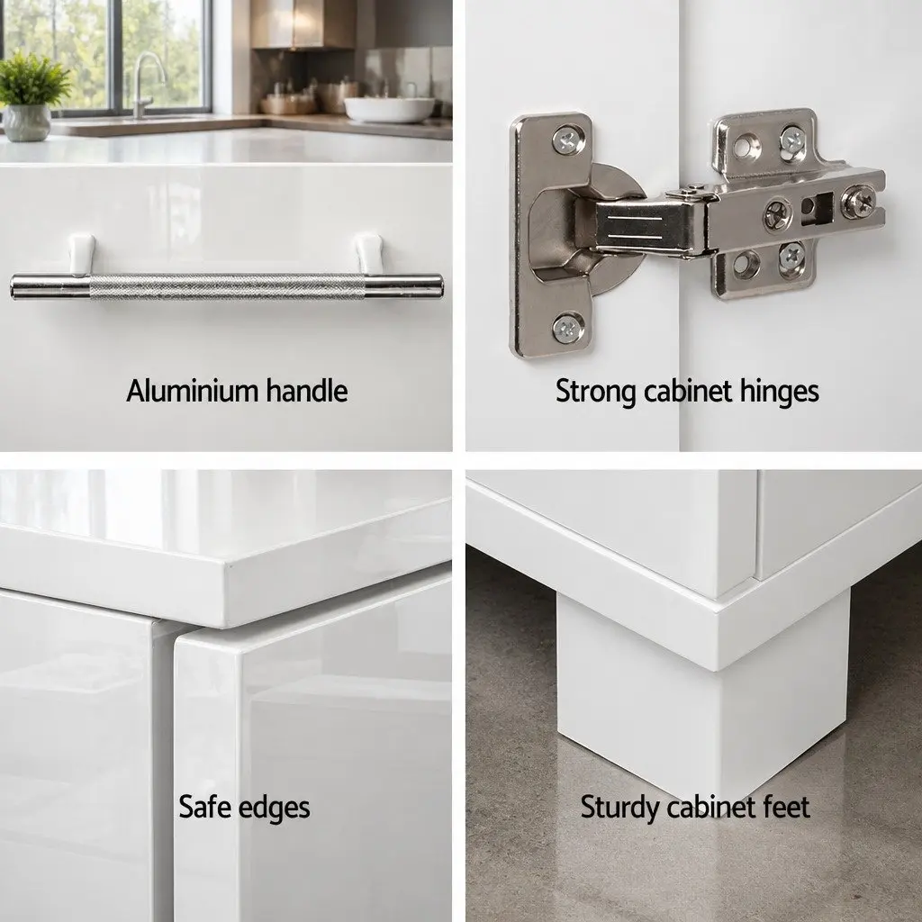 Buffet Sideboard White High Gloss Modern Storage Cabinet with Drawers