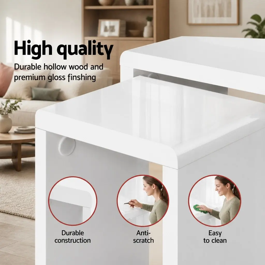 Nesting Coffee Table Set of 3 in Glossy White