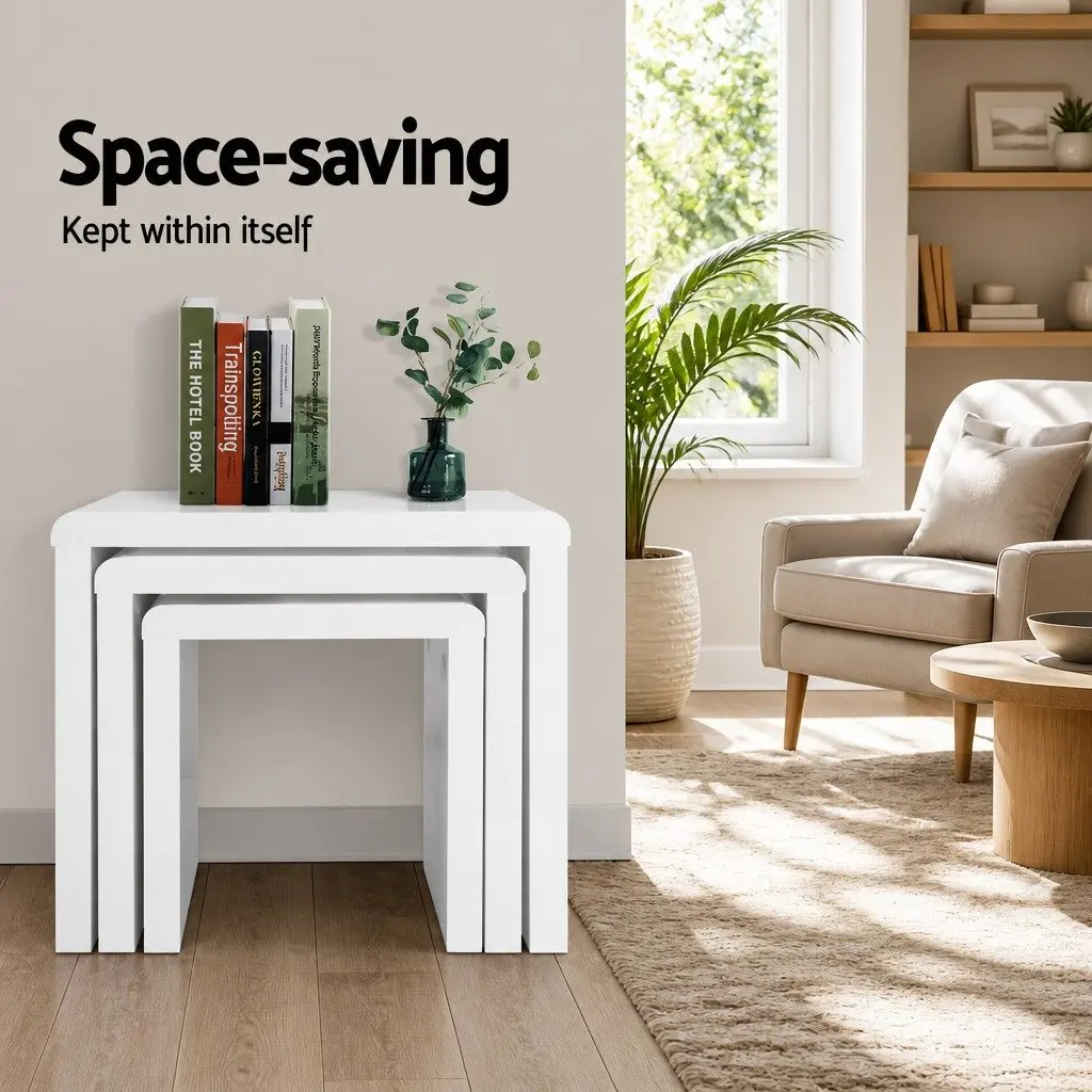 Nesting Coffee Table Set of 3 in Glossy White