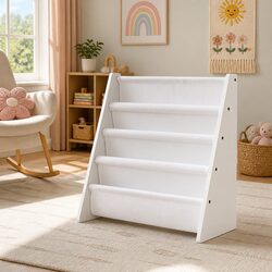 Children's 4-Tier White Bookshelf for Playrooms