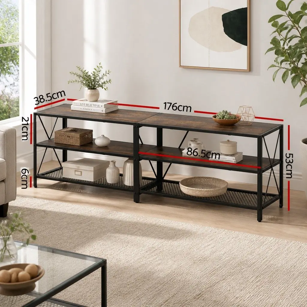 3-Tier Entertainment Unit with Adjustable Storage