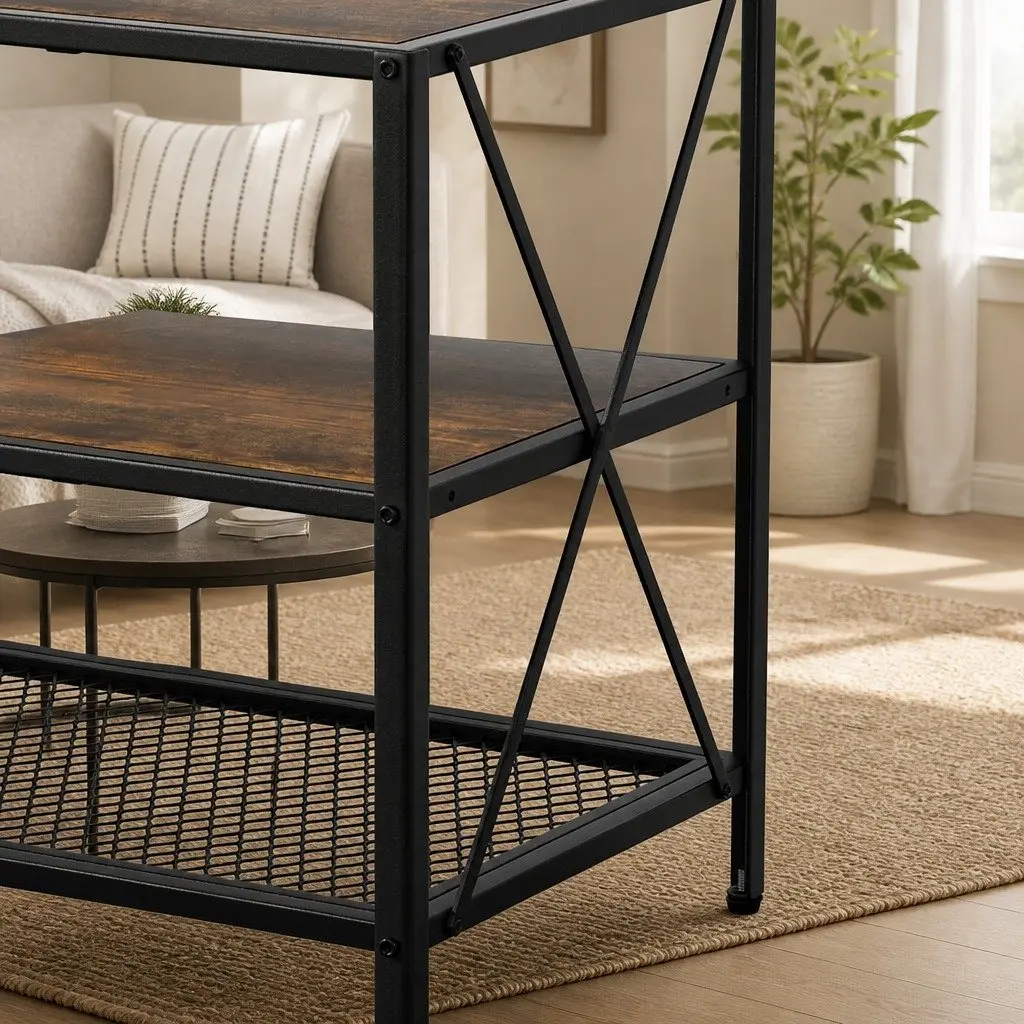3-Tier Entertainment Unit with Adjustable Storage