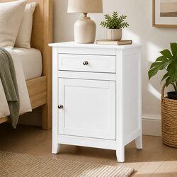 Charming White Bedside Table with Storage Drawers