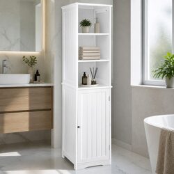 5-Tier White Bathroom Storage Cabinet 160cm