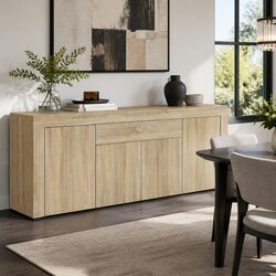 Modern Wood Tone Buffet Sideboard for Stylish Storage