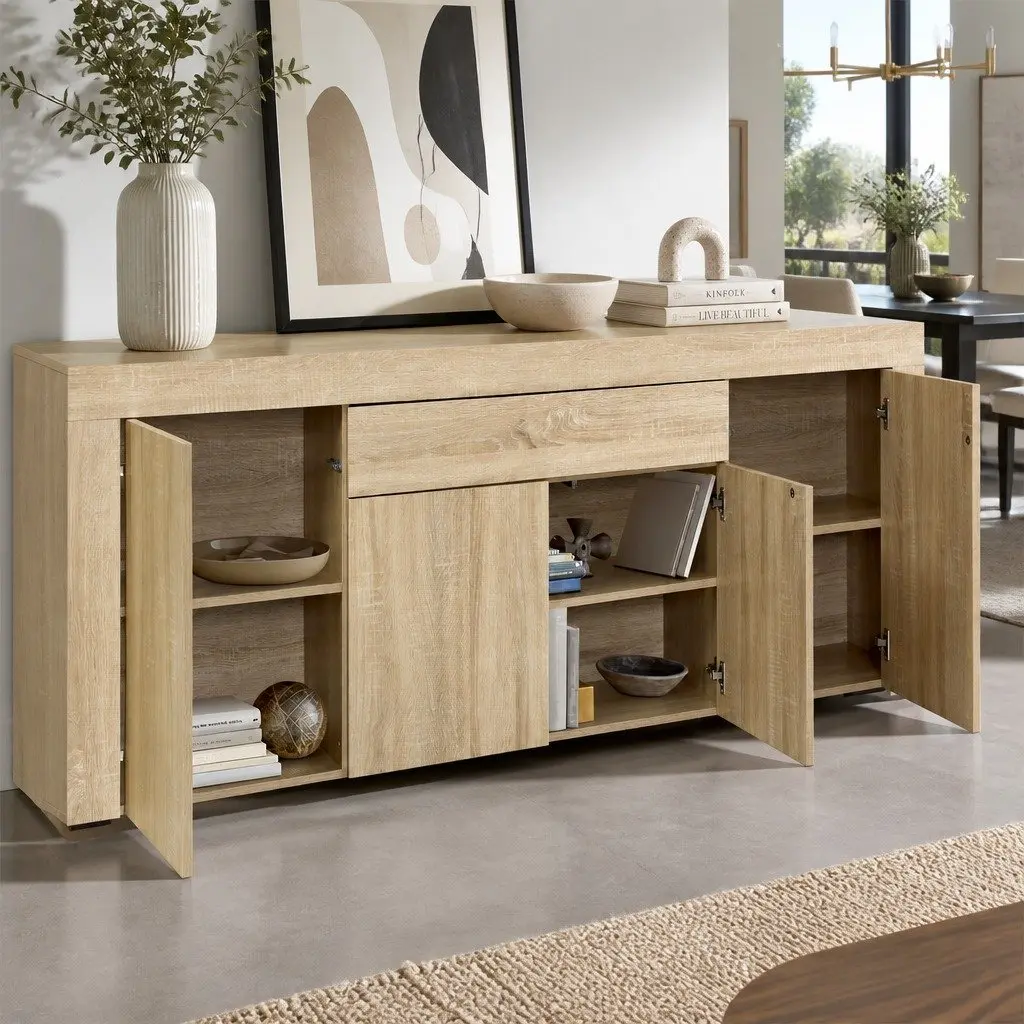 Buffet Sideboard Modern Storage Cabinet Medium Wood Tone 180cm Dining Display