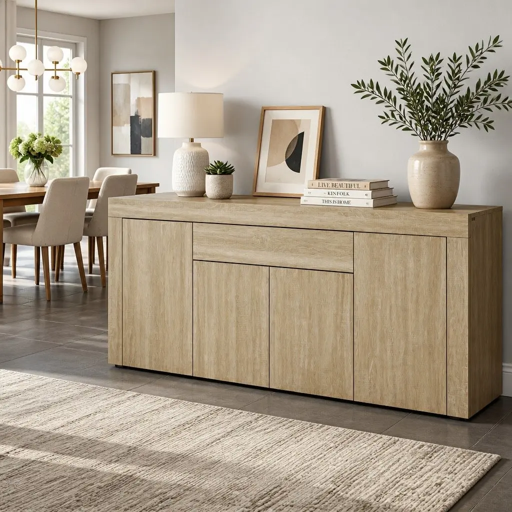 Buffet Sideboard Modern Storage Cabinet Medium Wood Tone 180cm Dining Display
