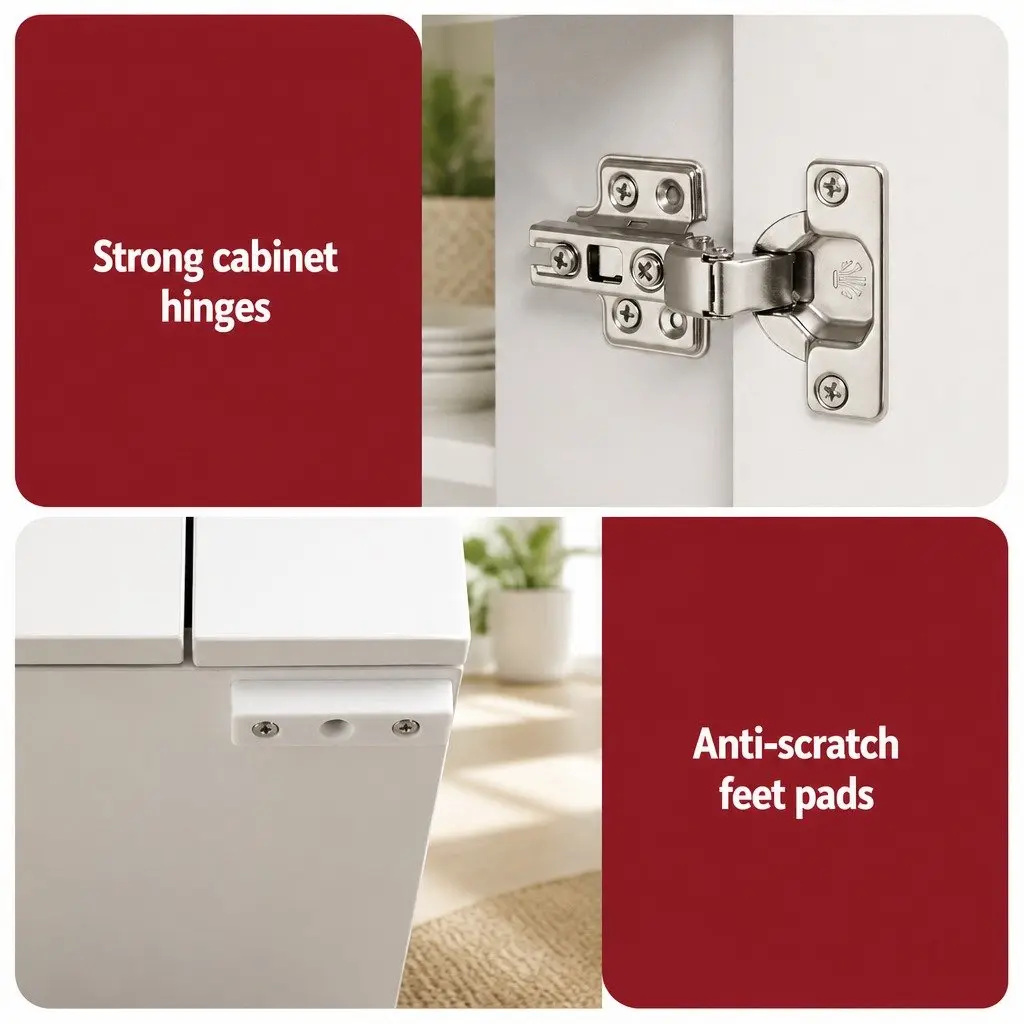 Buffet Sideboard Cabinet White 180cm Melamine Particle Board Storage Cupboard Pantry Drawer Push-Open