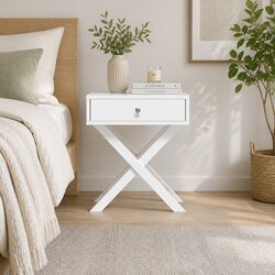 Charming White Bedside Table with Drawer for Cozy Spaces
