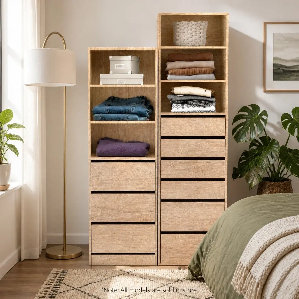 Tallboy Storage Cabinet Pine 3 Drawer Chest of Drawers Bedroom Furniture