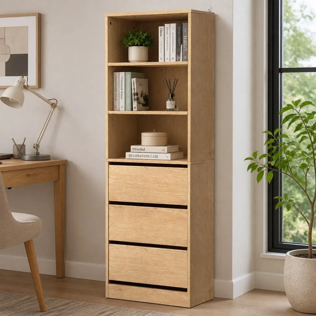 Tallboy Storage Cabinet Pine 3 Drawer Chest of Drawers Bedroom Furniture