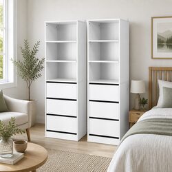 Warm White Chest of Drawers Tallboy Cabinet Set