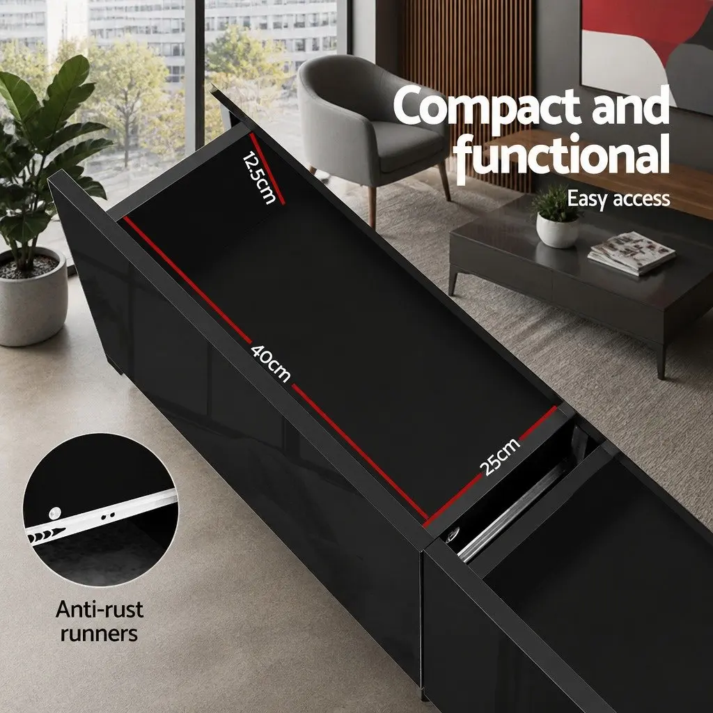 Coffee Table Black Modern 95cm x 60cm x 31cm Particle Board