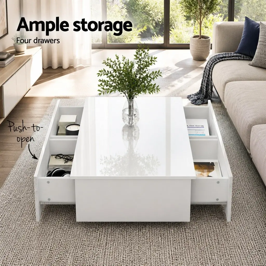 Coffee Table White Contemporary 95cm Particle Board
