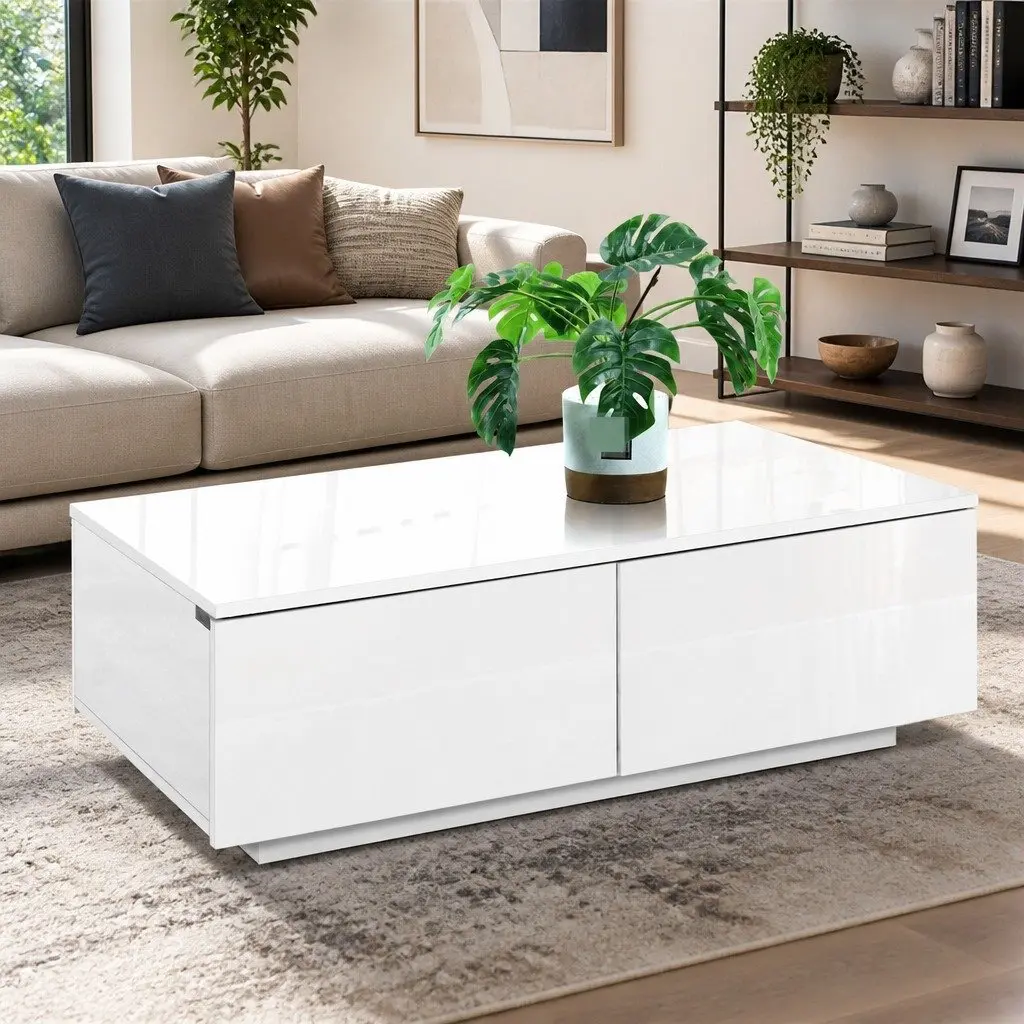 Coffee Table White Contemporary 95cm Particle Board