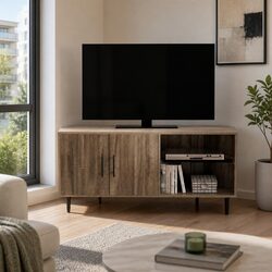 Corner Entertainment Unit TV Cabinet Open Storage Shelf 120cm Dark Walnut Stand