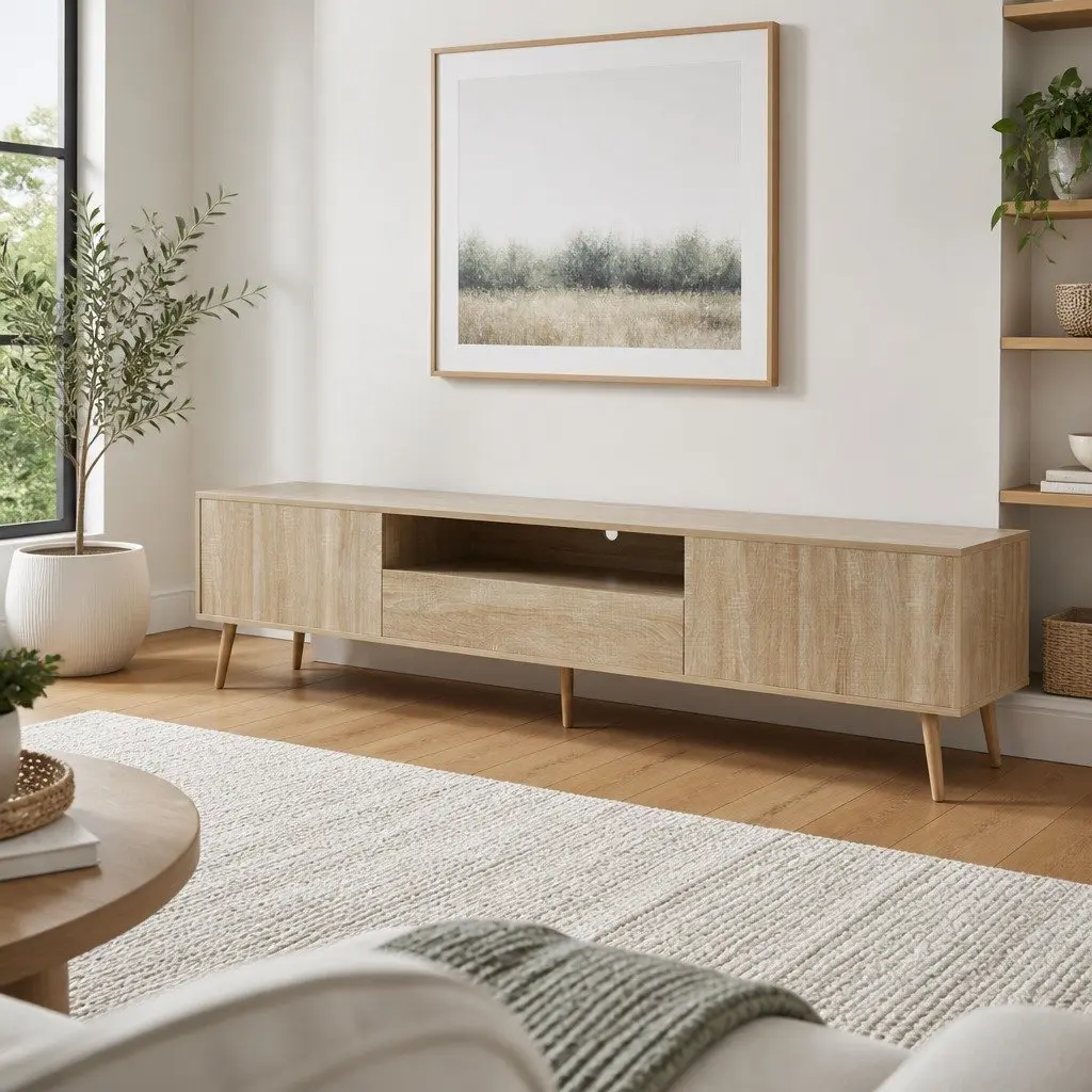 Natural Wood TV Entertainment Unit 200CM