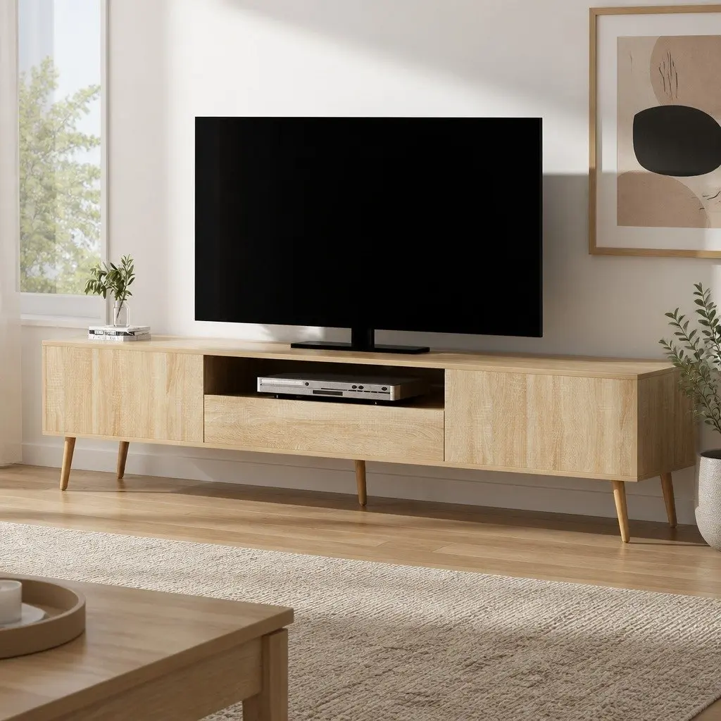 Natural Wood TV Entertainment Unit 200CM