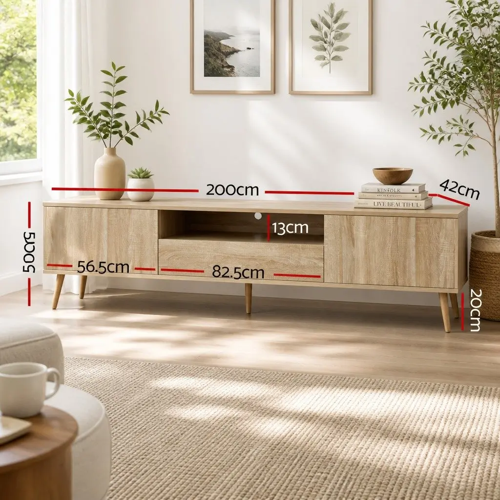 Natural Wood TV Entertainment Unit 200CM