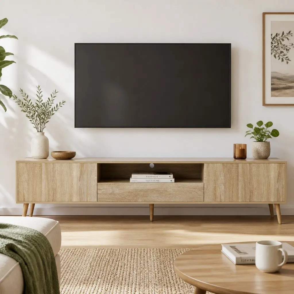 Natural Wood TV Entertainment Unit 200CM