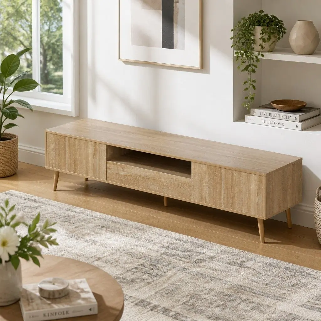 Natural Wood TV Entertainment Unit 200CM