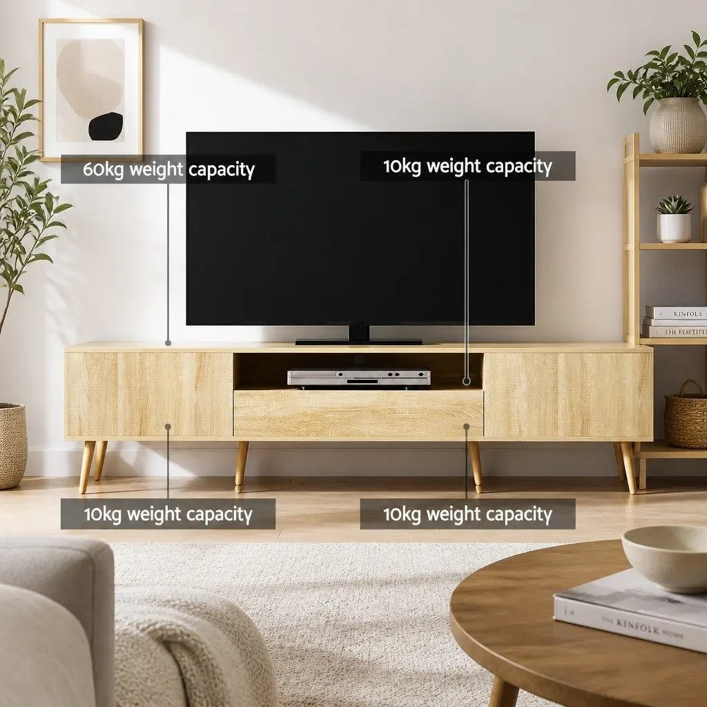 Natural Wood TV Entertainment Unit 200CM