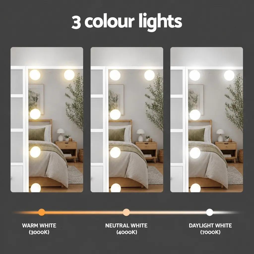 White Vanity Dressing Table Set with LED Bulbs