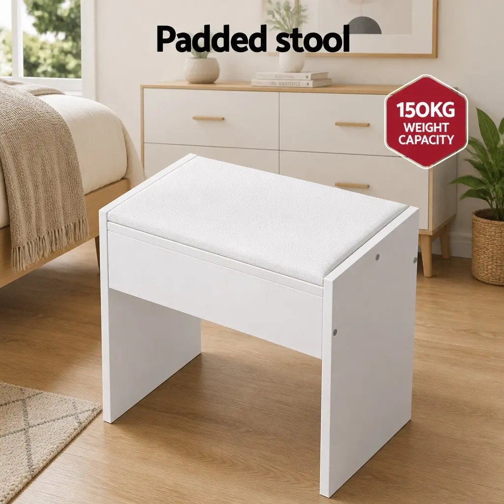 White Vanity Dressing Table Set with LED Bulbs