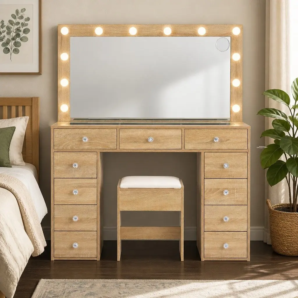 Dressing Vanity Desk with LED Makeup Mirror
