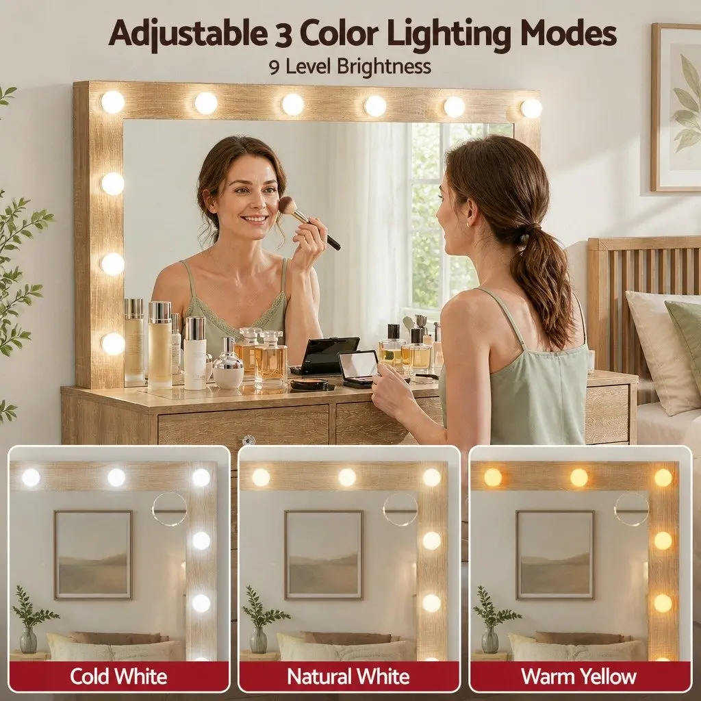Dressing Vanity Desk with LED Makeup Mirror
