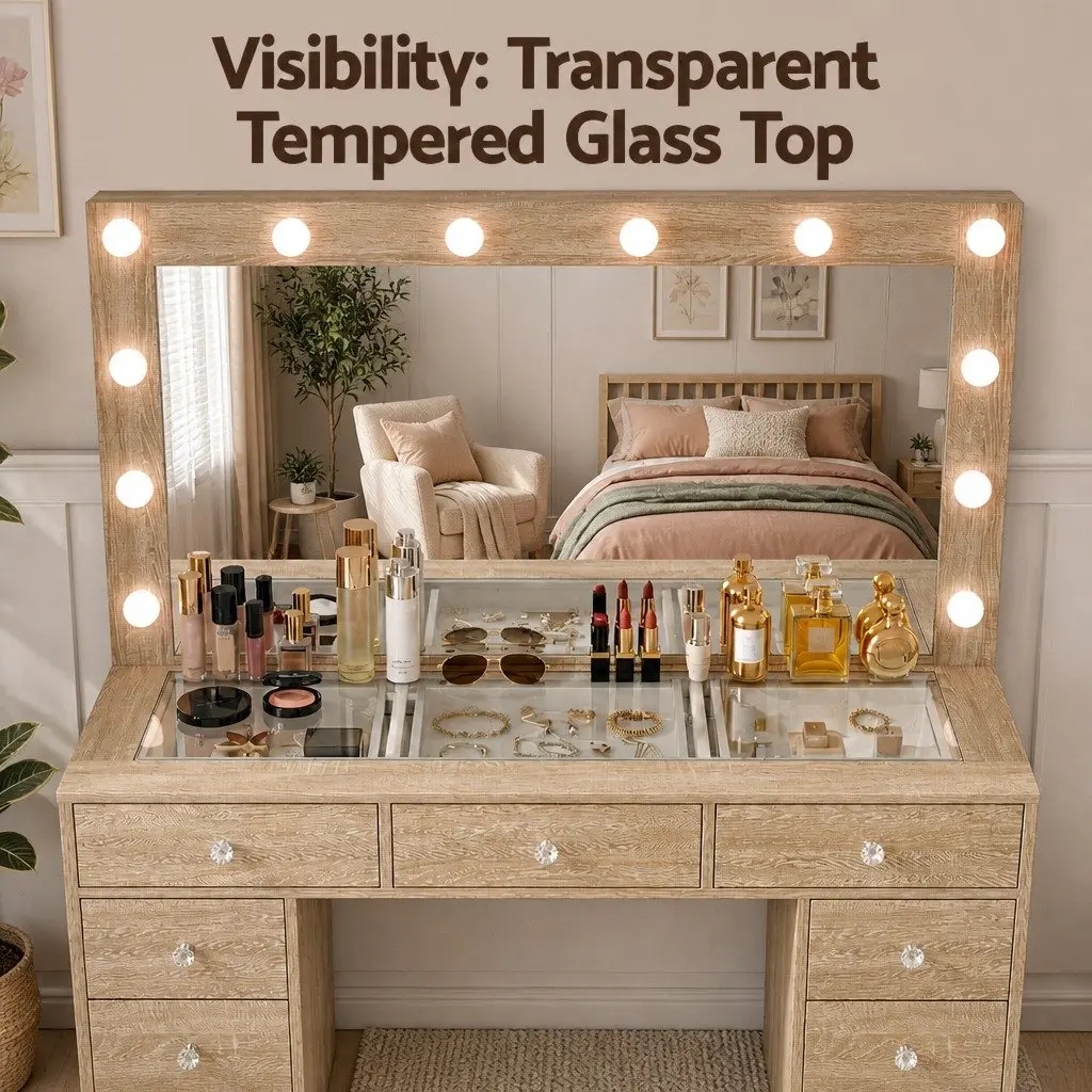Dressing Vanity Desk with LED Makeup Mirror