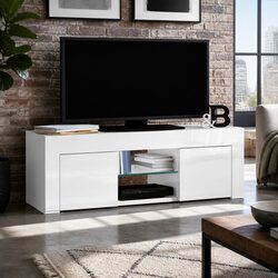 Stylish White Entertainment Unit TV Cabinet 130cm