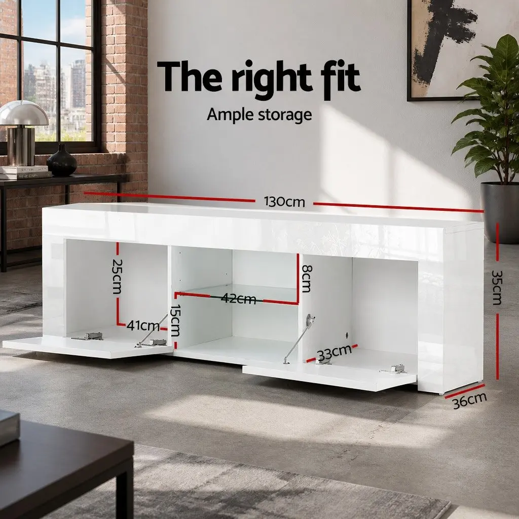 White Entertainment Unit TV Cabinet 130cm