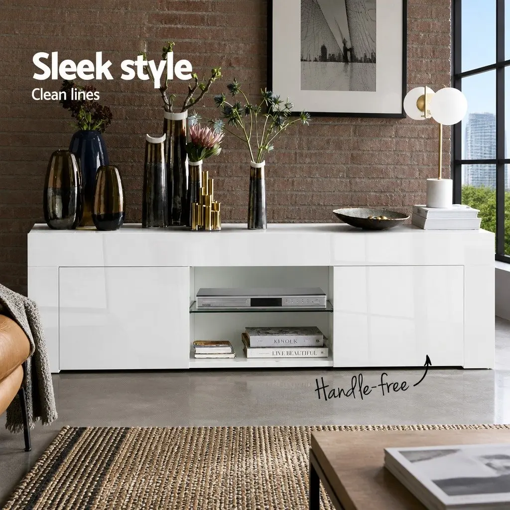 White Entertainment Unit TV Cabinet 130cm