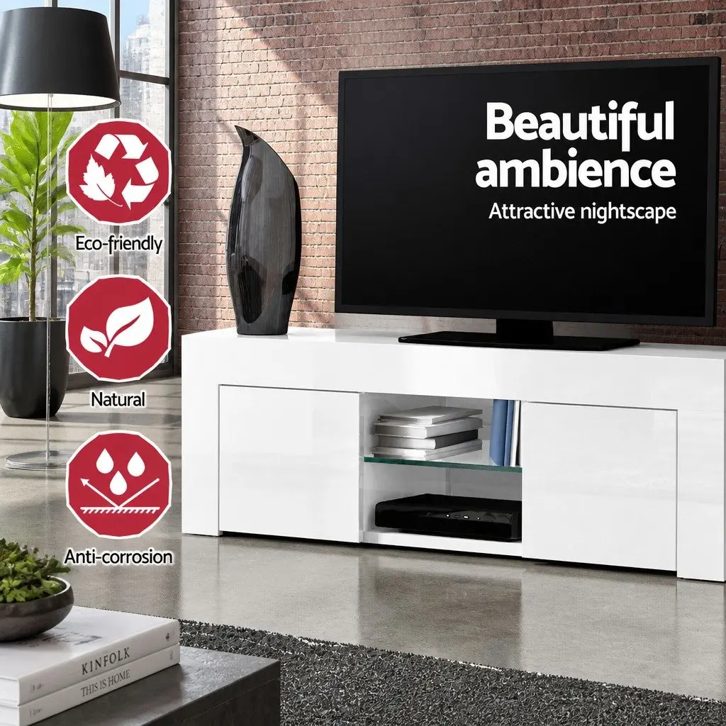 White Entertainment Unit TV Cabinet 130cm