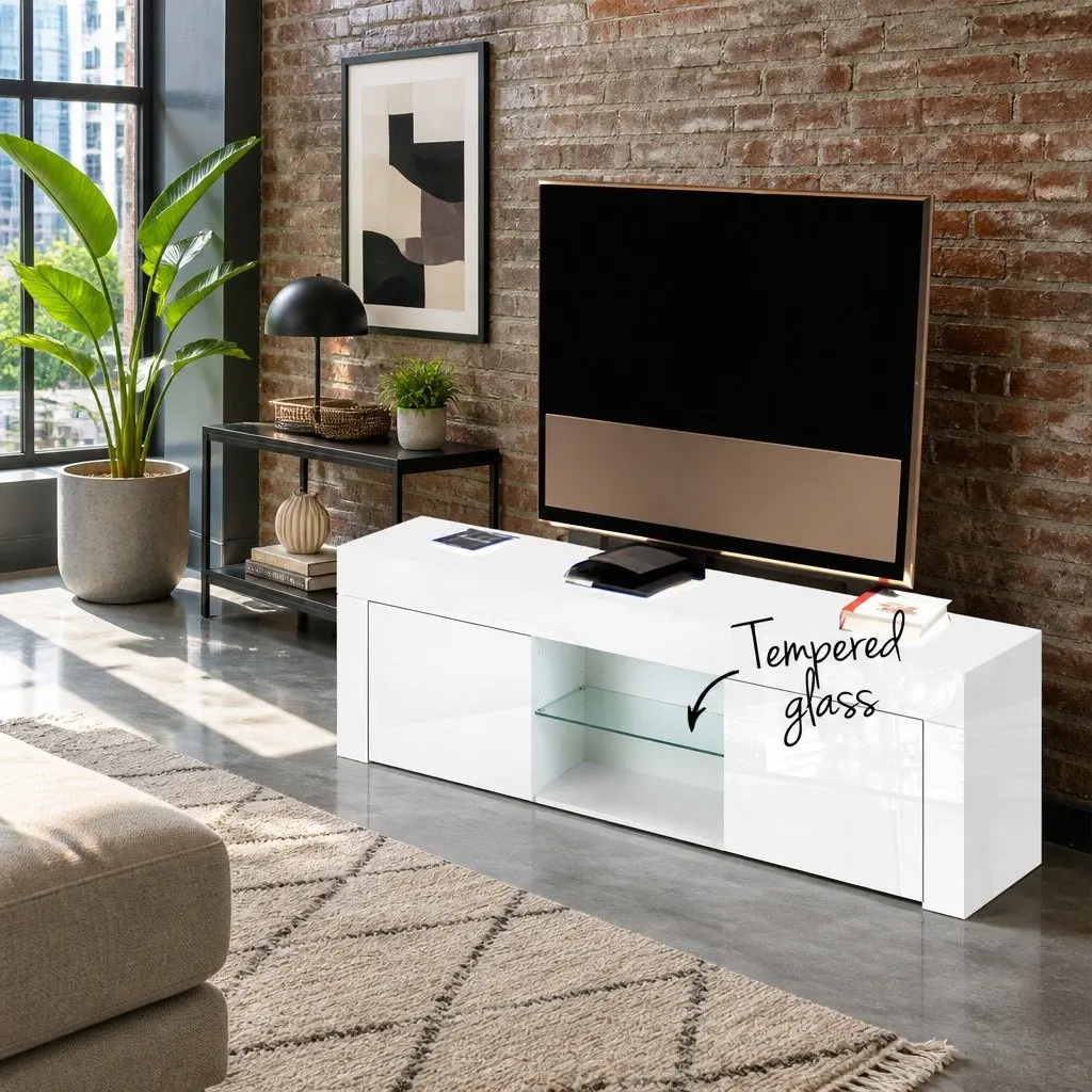 White Entertainment Unit TV Cabinet 130cm